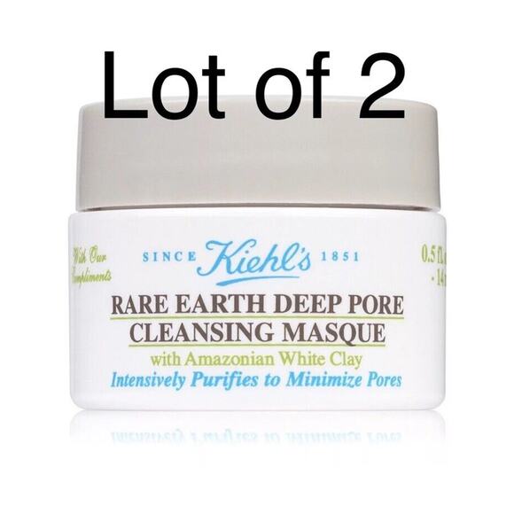 2 X KIEHL'S Rare Earth Deep Pore Cleansing Masque 0.5 Oz Each NEW Mask - Picture 1 of 4